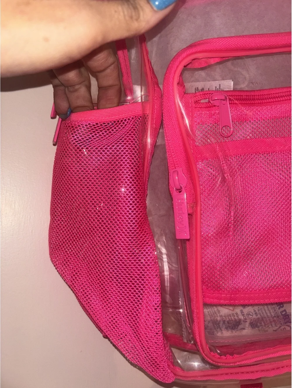 Hurley Clear Pink Backpack 15” Stadium Approved School Travel Bag NWT